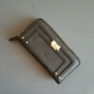 Kate Landry Leather Wallet with Metal Bow Detail